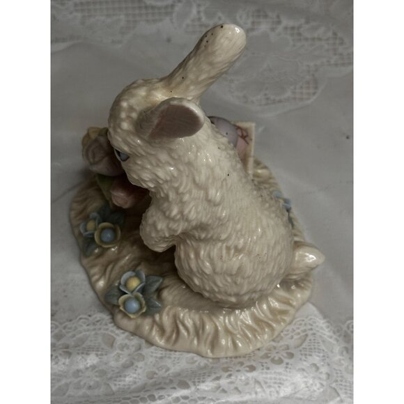 Two 2004 Lenox Fine Ivory Easter Bunny Egg Cup Basket Spring Tulips - Picture 13 of 14